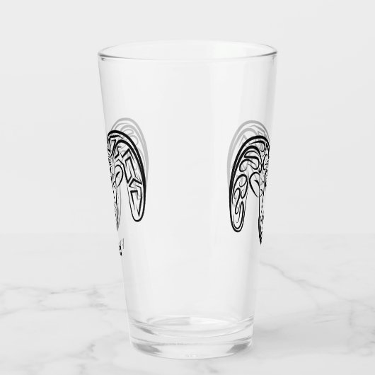 Zwarte en witte tribale geiten/schapen glas (Links)