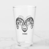 Zwarte en witte tribale geiten/schapen glas (Voorkant)