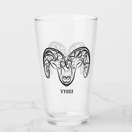 Zwarte en witte tribale geiten/schapen glas (Voorkant)