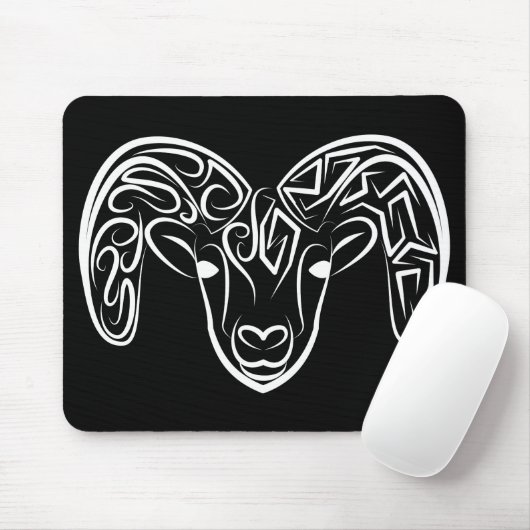 Zwarte en witte tribale geiten/schapen muismat (Met muis)