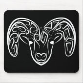 Zwarte en witte tribale geiten/schapen muismat (Voorkant)