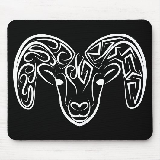 Zwarte en witte tribale geiten/schapen muismat (Voorkant)