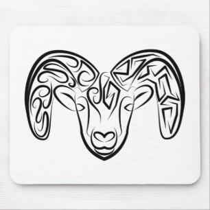 Zwarte en witte tribale geiten/schapen muismat