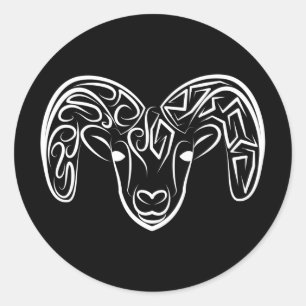Zwarte en witte tribale geiten/schapen ronde sticker