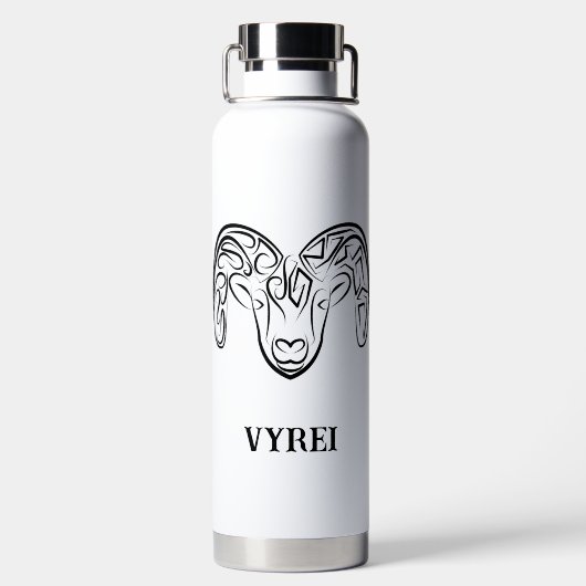 Zwarte en witte tribale geiten/schapen waterfles (Achterkant)