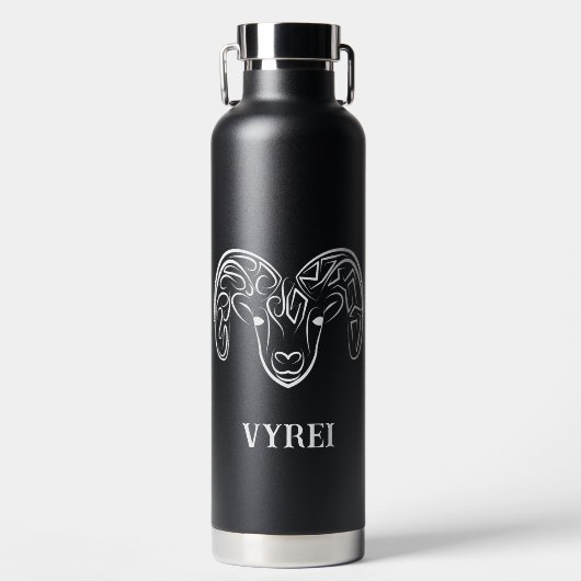 Zwarte en witte tribale geiten/schapen waterfles (Voorkant)