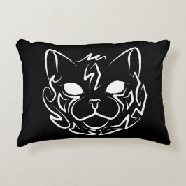 Zwarte en witte tribale kat accent kussen