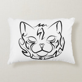 Zwarte en witte tribale kat accent kussen