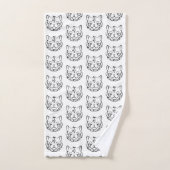 Zwarte en witte tribale kat bad handdoek (Handdoek)