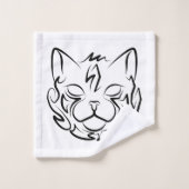 Zwarte en witte tribale kat bad handdoek (Wasdoekje)