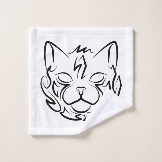 Zwarte en witte tribale kat bad handdoek (Wasdoekje)