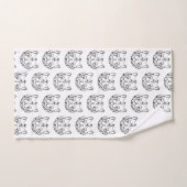 Zwarte en witte tribale kat bad handdoek (Handdoek)