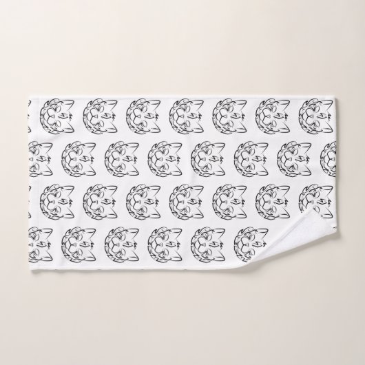 Zwarte en witte tribale kat bad handdoek (Handdoek)
