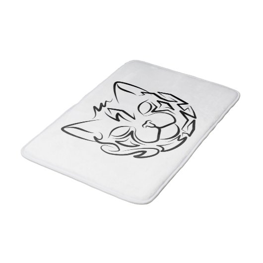 Zwarte en witte tribale kat badmat (Gekanteld)