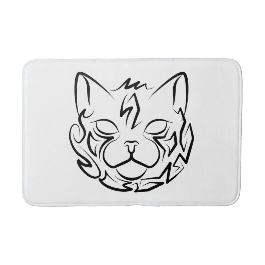 Zwarte en witte tribale kat badmat (Voorkant)