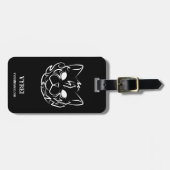 Zwarte en witte tribale kat bagagelabel (Voorkant horizontaal)