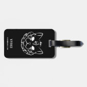 Zwarte en witte tribale kat bagagelabel (Achterkant horizontaal)