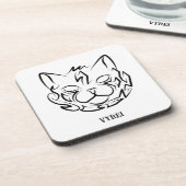 Zwarte en witte tribale kat bier onderzetter (Linkerzijde)