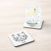Zwarte en witte tribale kat bier onderzetter (Rechterzijde)