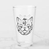 Zwarte en witte tribale kat glas (Achterkant)