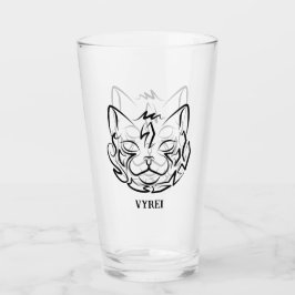 Zwarte en witte tribale kat glas