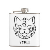 Zwarte en witte tribale kat heupfles (Voorkant)