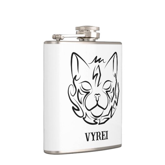 Zwarte en witte tribale kat heupfles (Rechts)