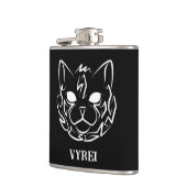 Zwarte en witte tribale kat heupfles (Links)