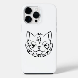 Zwarte en witte tribale kat iPhone 14 pro max hoesje