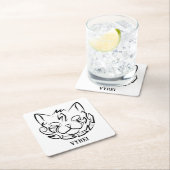 Zwarte en witte tribale kat kartonnen onderzetters (Insitu)