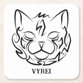 Zwarte en witte tribale kat kartonnen onderzetters