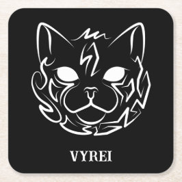 Zwarte en witte tribale kat kartonnen onderzetters