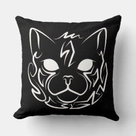 Zwarte en witte tribale kat kussen