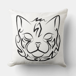 Zwarte en witte tribale kat kussen