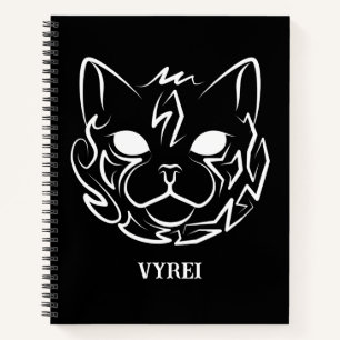 Zwarte en witte tribale kat notitieboek