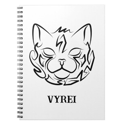 Zwarte en witte tribale kat notitieboek (Voorkant)