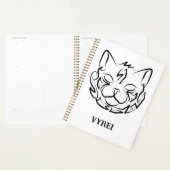 Zwarte en witte tribale kat planner (Display)
