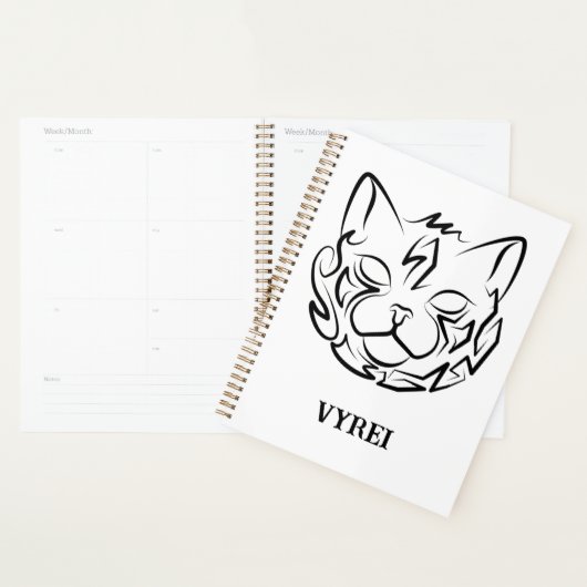 Zwarte en witte tribale kat planner (Display)