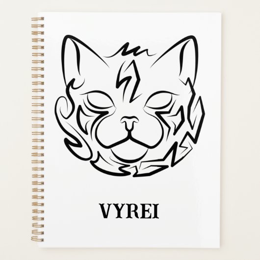 Zwarte en witte tribale kat planner (Voorkant)