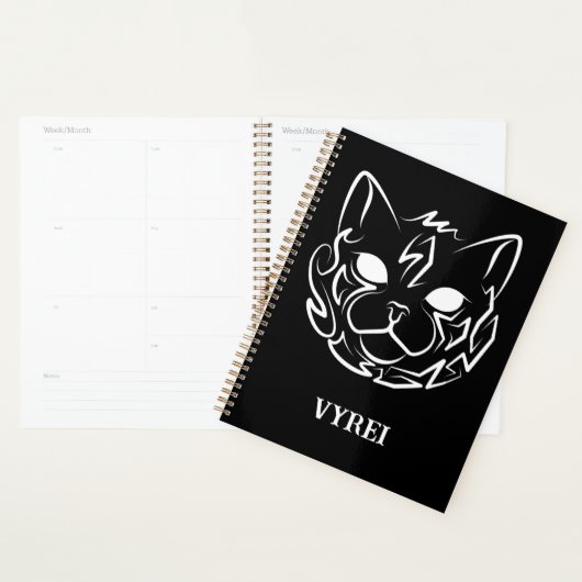 Zwarte en witte tribale kat planner (Display)
