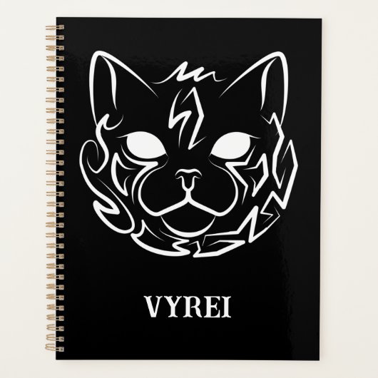 Zwarte en witte tribale kat planner (Voorkant)
