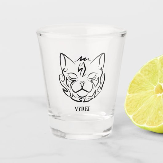 Zwarte en witte tribale kat shot glas (Voorkant)