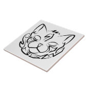 Zwarte en witte tribale kat tegeltje (Zijkant)