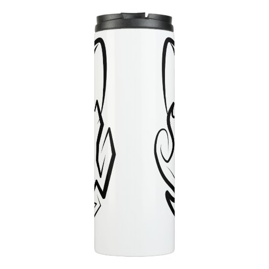 Zwarte en witte tribale kat thermosbeker (Achterkant)