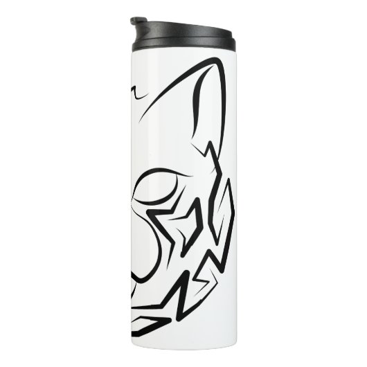 Zwarte en witte tribale kat thermosbeker (Geroteerd rechts)