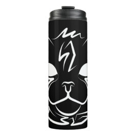 Zwarte en witte tribale kat thermosbeker
