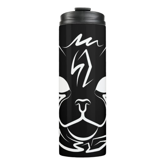 Zwarte en witte tribale kat thermosbeker (Voorkant)