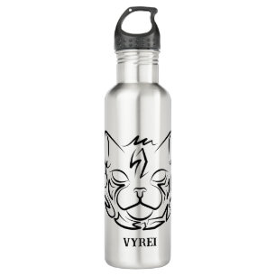 Zwarte en witte tribale kat waterfles 