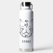 Zwarte en witte tribale kat waterfles (Achterkant)