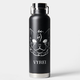 Zwarte en witte tribale kat waterfles